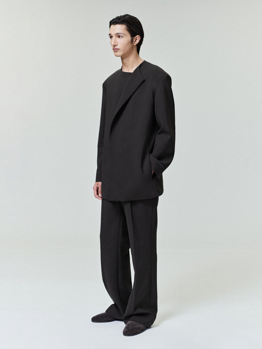 Double Weave Wool Crewneck Jacket