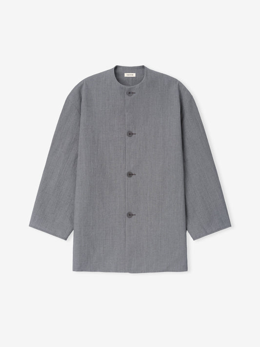 Wool Linen Collarless Sport Jacket