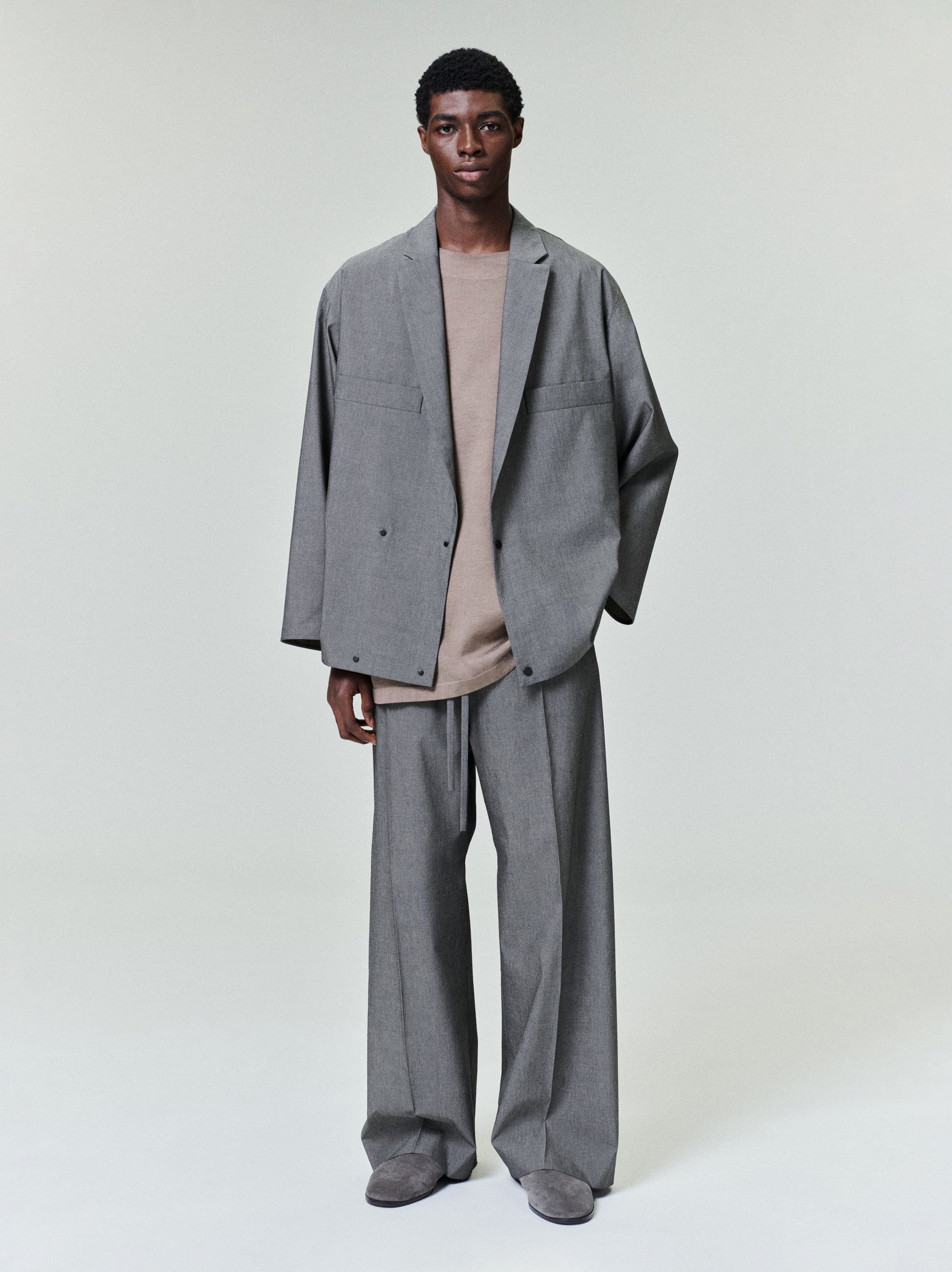 Cotton Wool Oxford Shirt Jacket