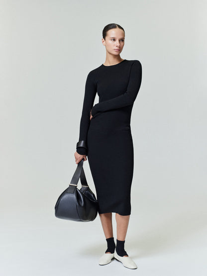 Womens Rib Long Sleeve Dress