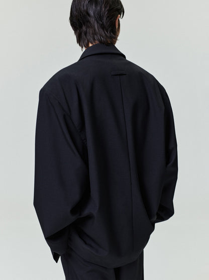 Wool Ripstop Relaxed Long Jacket