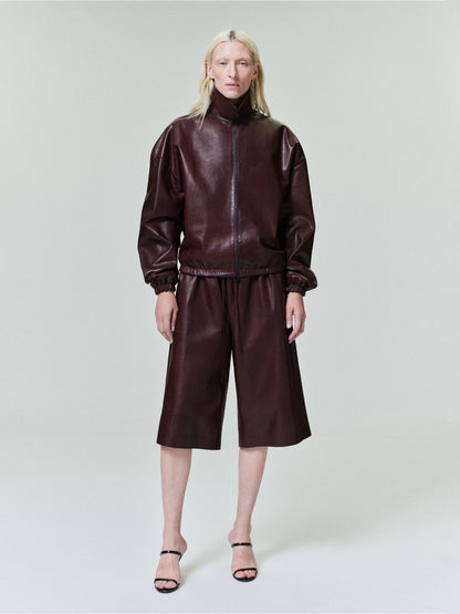Womens Leather Track Jacket