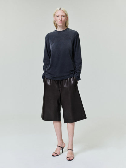 Womens Leather Drawstring Shorts