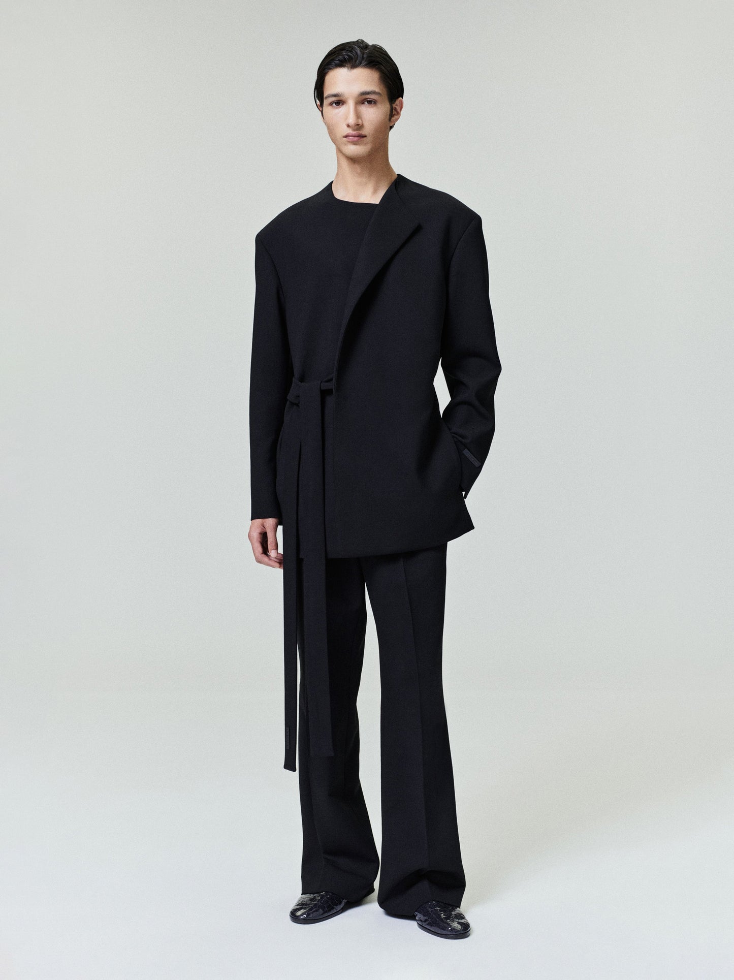 Double Weave Wool Crewneck Jacket