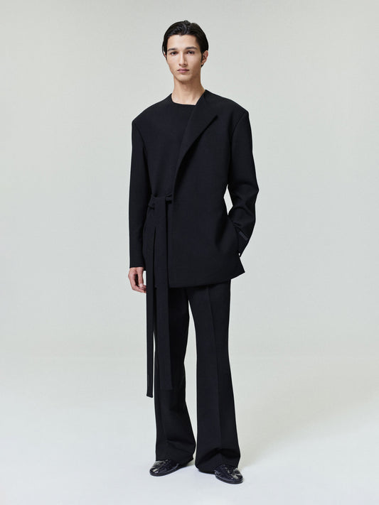Double Weave Wool Crewneck Jacket