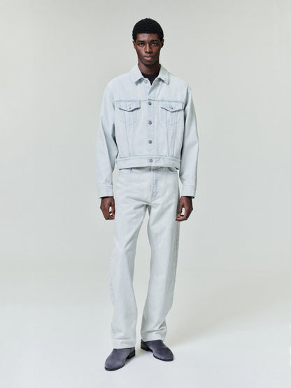 Bleach Washed Denim Straight 5 Pocket