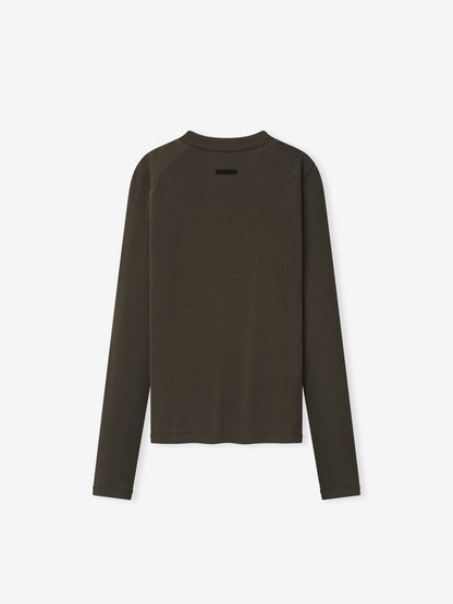 Womens Rib Fitted Long Sleeve Tee