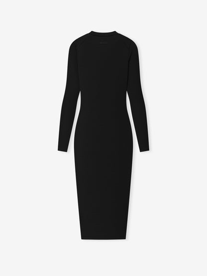 Womens Rib Knit Fitted Long Sleeve Dress