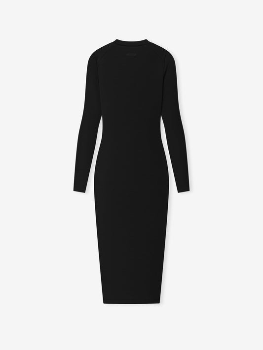 Womens Rib Knit Fitted Long Sleeve Dress