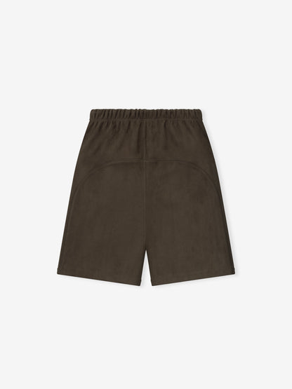 Suede Fleece Signature Relaxed Sweatshort W/ Piping