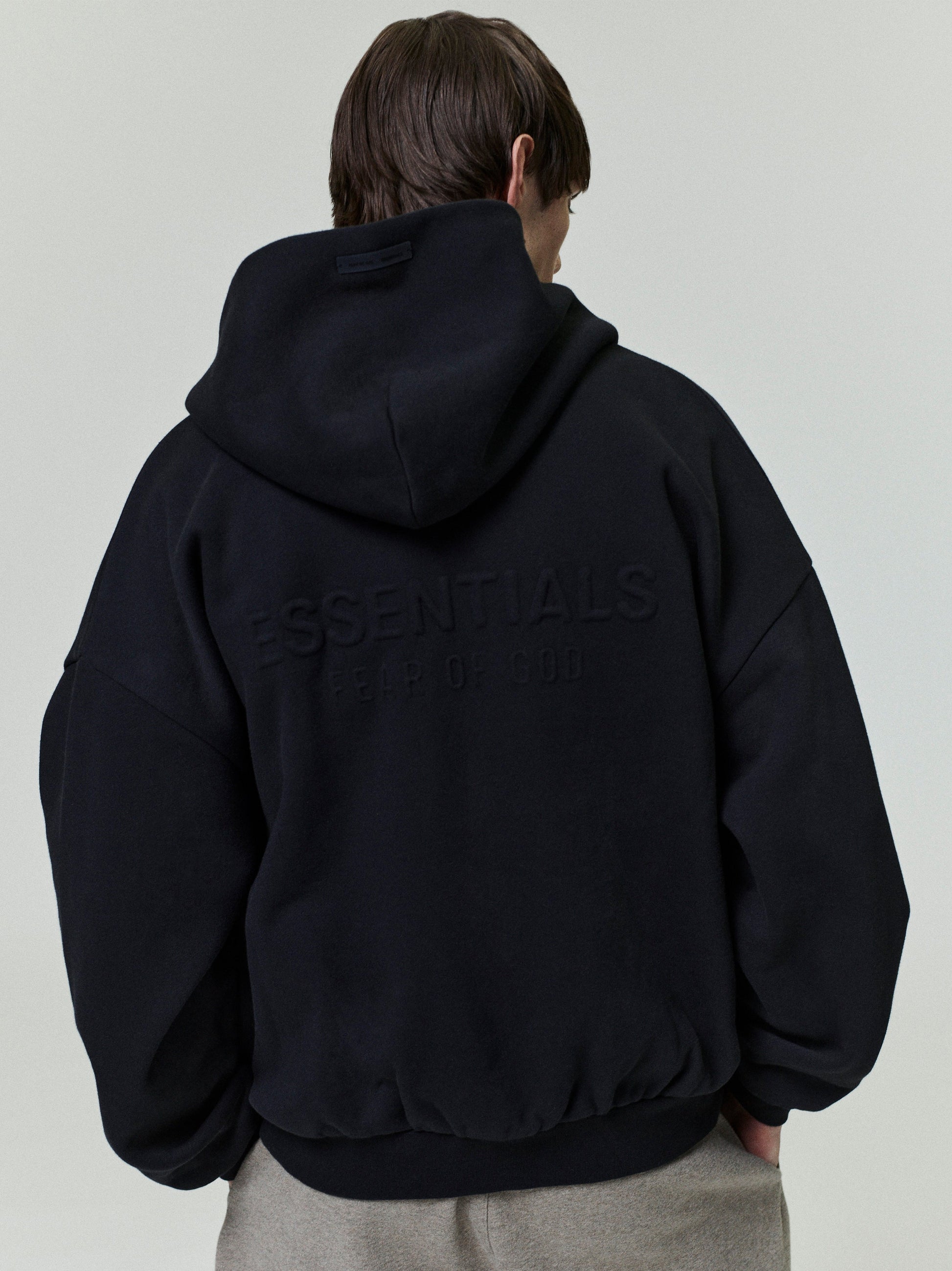 Embossed 90s Fit Fleece Zip-Up Hoodie