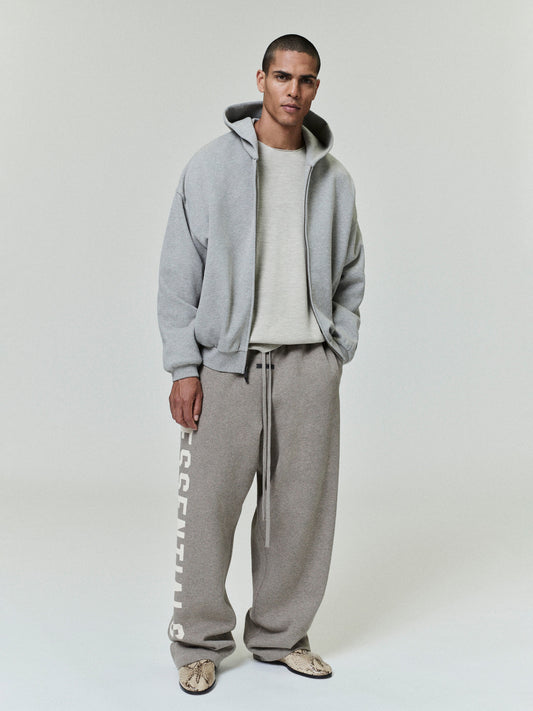 Embossed 90s Fit Fleece Zip-Up Hoodie