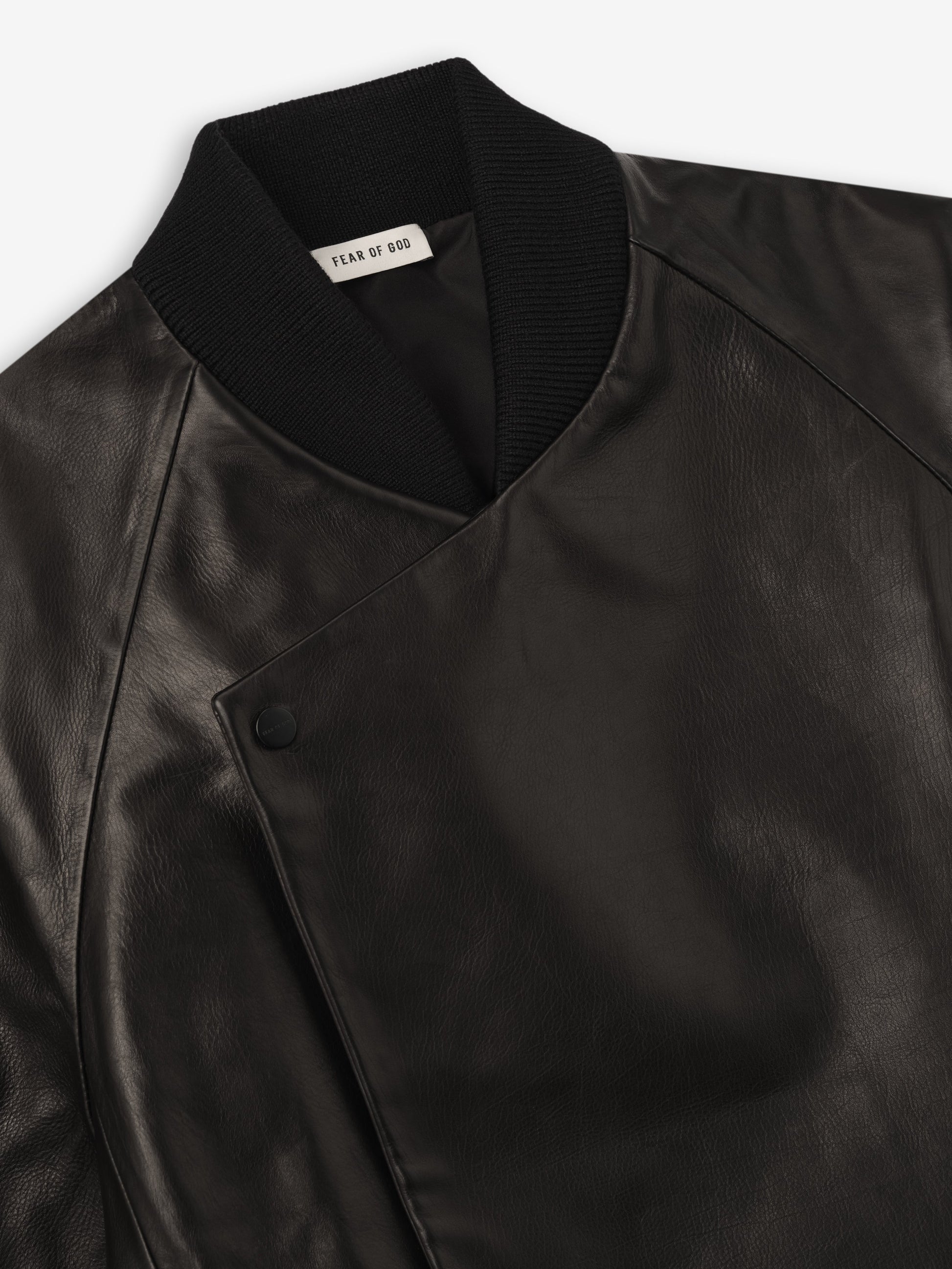 Leather Raglan Bomber Jacket