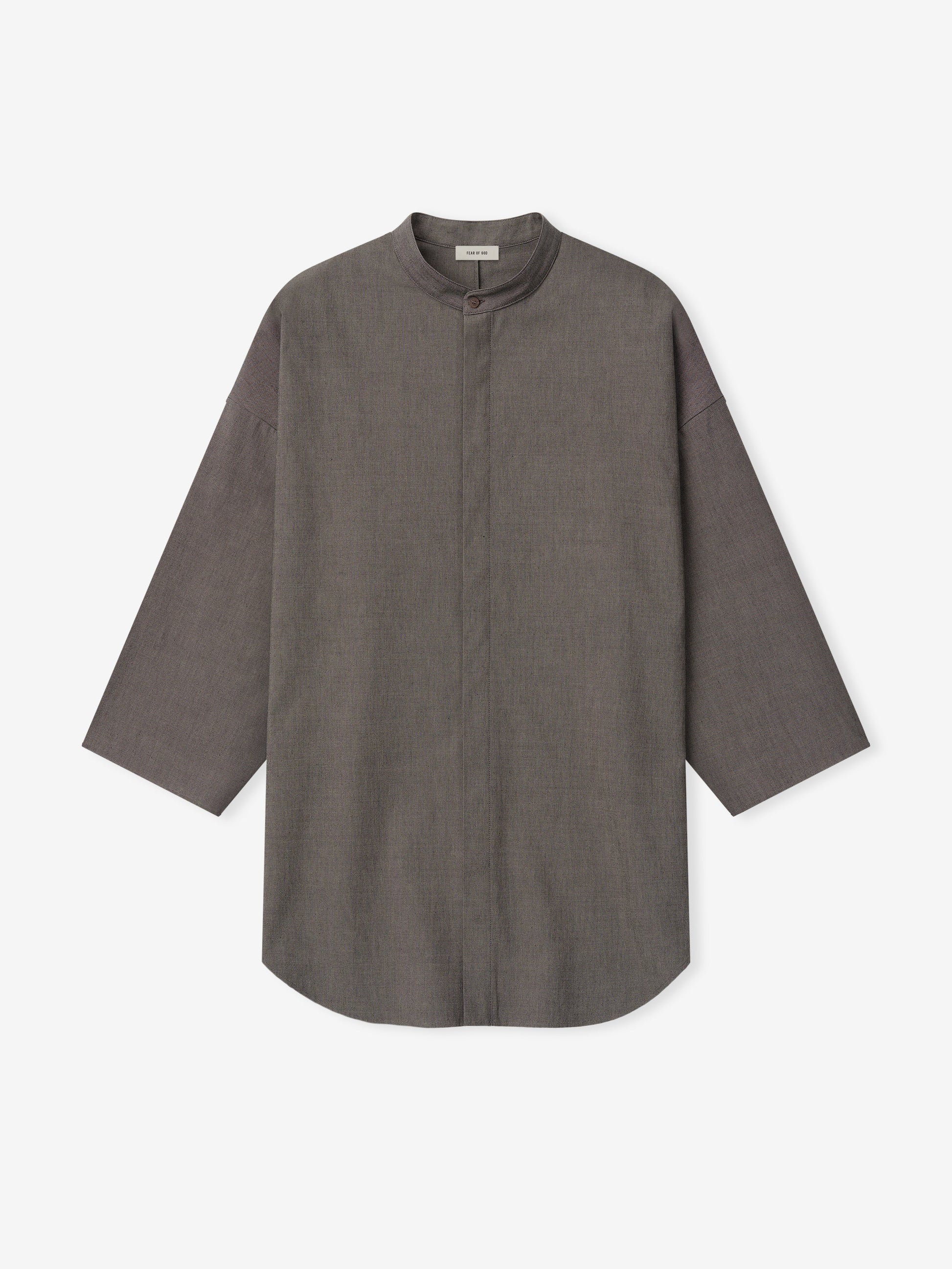 Cotton Wool Oxford Mandarin Relaxed Short Sleeve Shirt