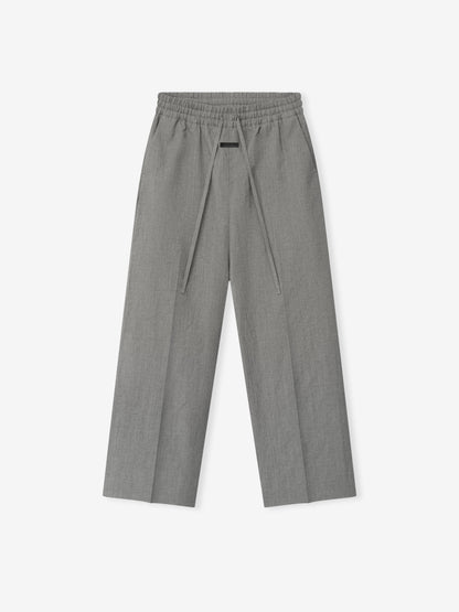 Wool Linen Wide Leg Drawstring Pants