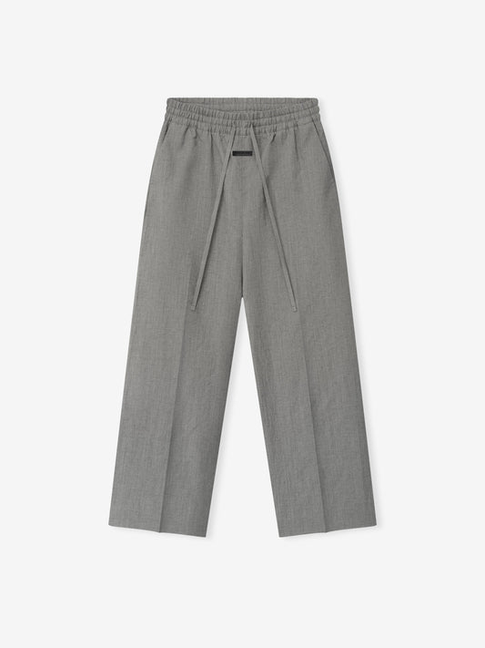 Wool Linen Wide Leg Drawstring Pants