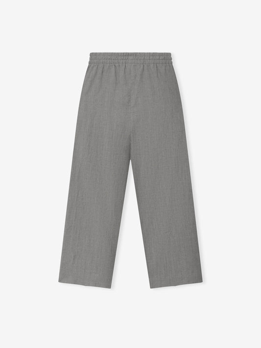 Wool Linen Wide Leg Drawstring Pants