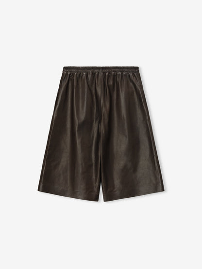 Womens Leather Drawstring Shorts