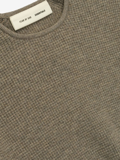 Womens Waffle Knit Long Sleeve Top